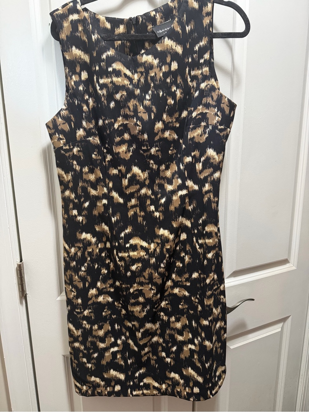connected apparel Black and Tan Abstract Print Sleeveless Mini Dress